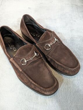 Gucci Men’s Brown Suede Horsebit Loafers 13 D